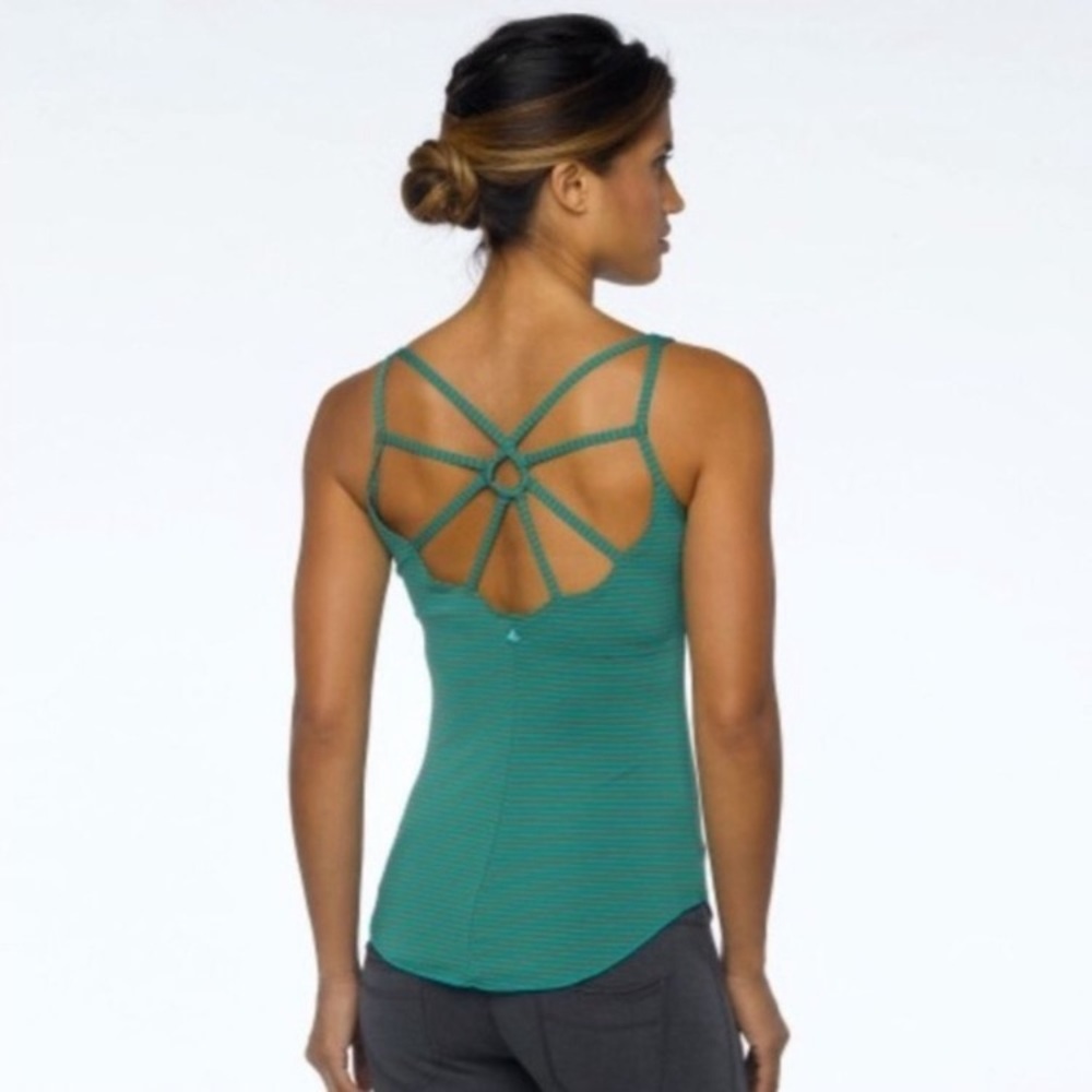 Prana Dreaming Tank Stripes Web Back Yoga Top Medium